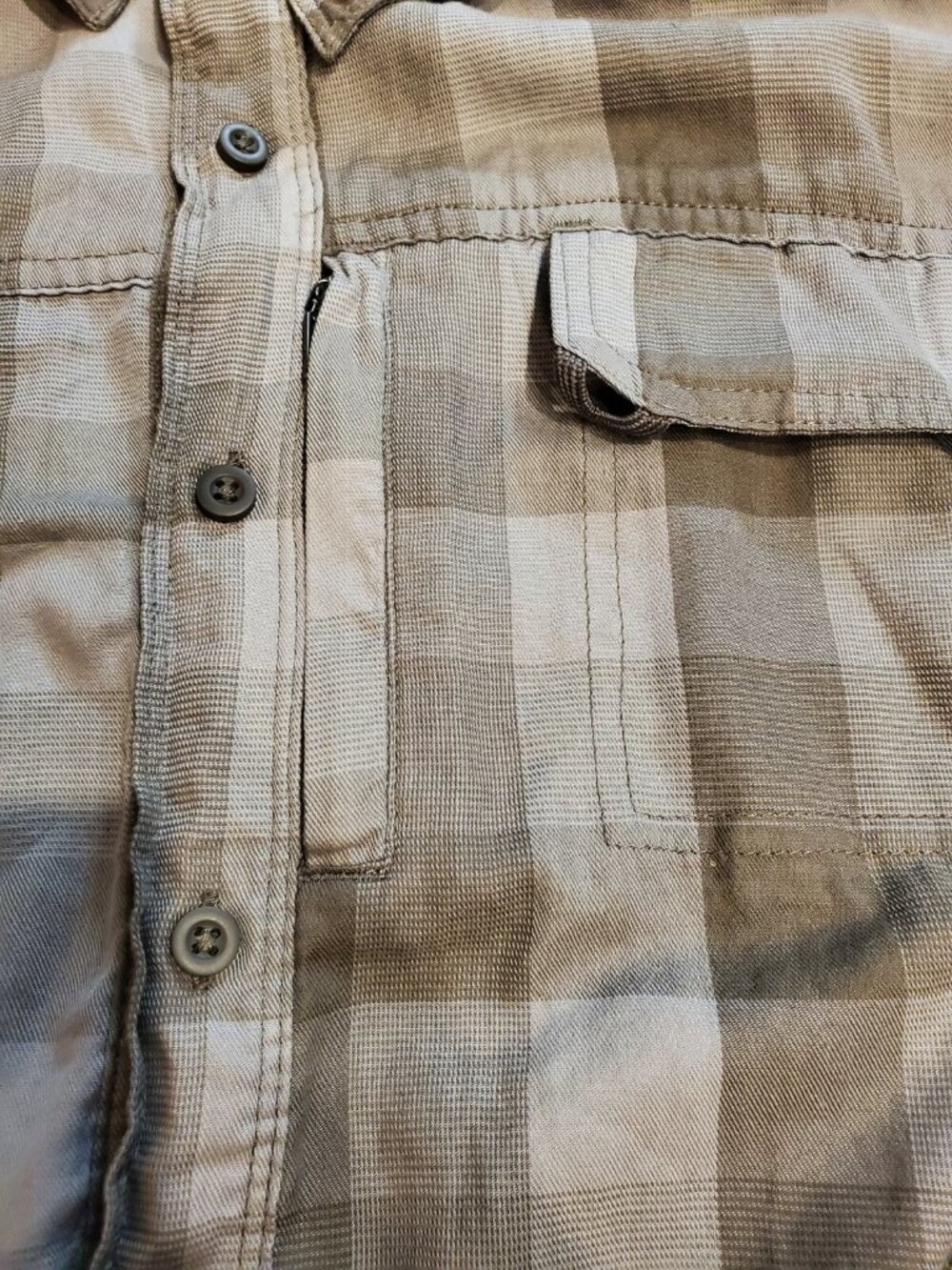 Wrangler Brown Checkered Men's Button Down Shirt Size 2XL Breathable Tab Sleeve - Picture 2 of 6